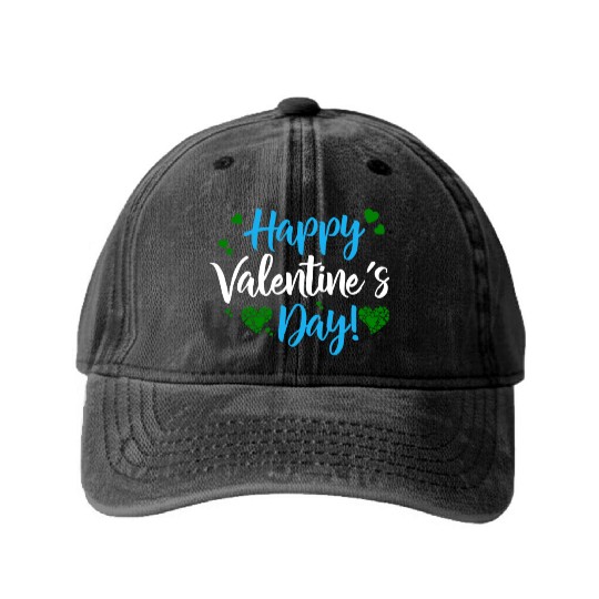 Happy Valentines Day. Washed Denim Baseball Caps