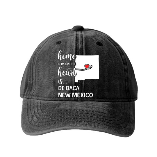 De Baca County New Mexico Is Where My Heart Is Washed Denim Baseball Caps