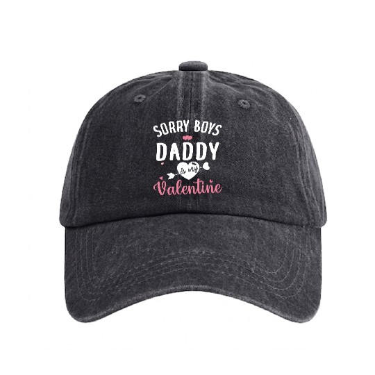 Daddy Is My Valentine, Valentine's Day Washed Denim Baseball Caps