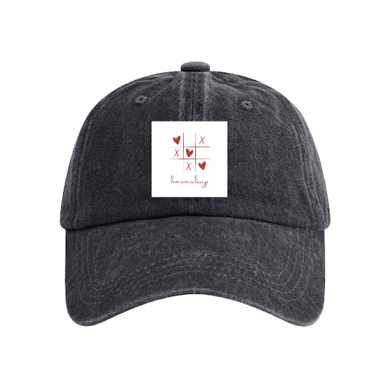 Beige Rouge Amour Saint Valentin Washed Denim Baseball Caps