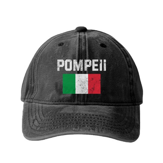 Pompeii Flag Italy Geology Washed Denim Baseball Caps