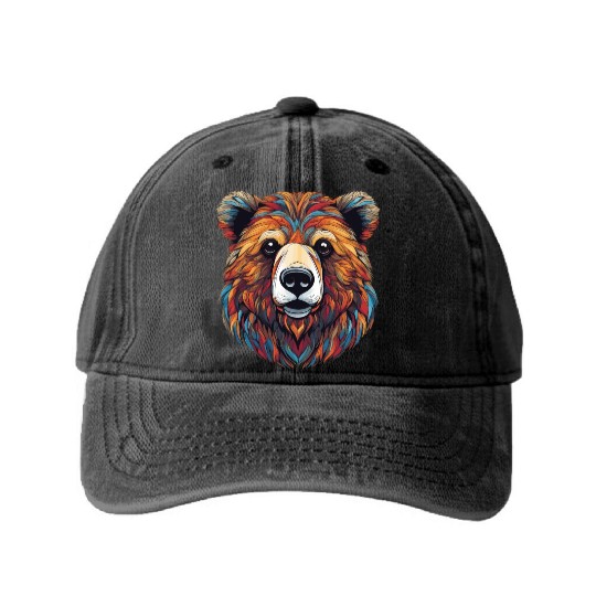 Grizzly Bear Washed Denim Baseball Caps