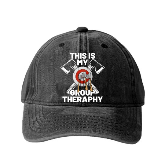 This Is My Group Therapy Axe Thrower Axe Throwinga Washed Denim Baseball Caps