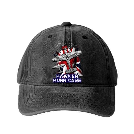 The Hawker Hurricane British single-seater monopla Washed Denim Baseball Caps