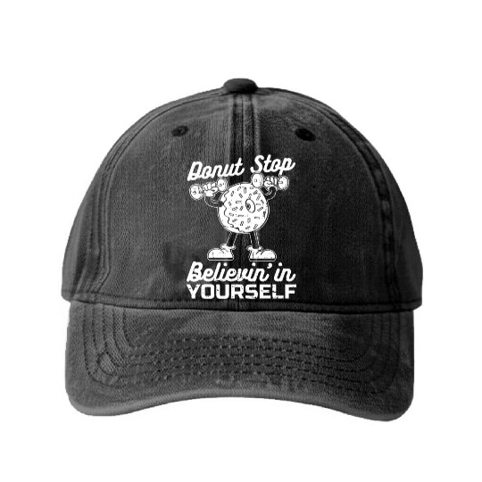 Fitness Donut Funny Donut Gym Washed Denim Baseball Caps