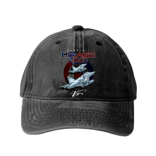 Dassault Mirage 2000 French Vintage Multi-Role Fig Washed Denim Baseball Caps
