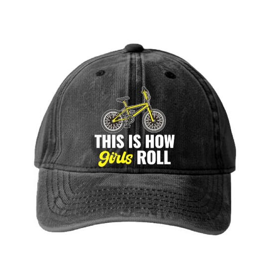 This Is How Girls Roll BMX Racing Automobile Washed Denim Baseball Caps