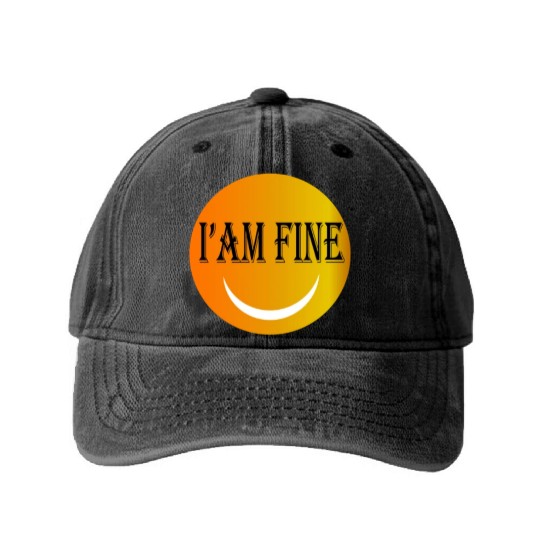 I'm fine Washed Denim Baseball Caps