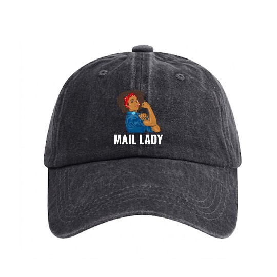 African American Postal Worker Mail Lady Funny Washed Denim Baseball Caps