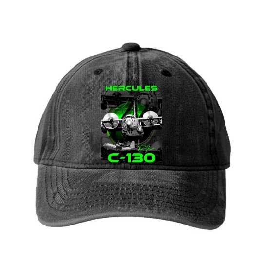 C-130 Hercules Military Aircraft Washed Denim Baseball Caps