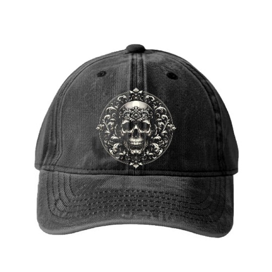 Baroque Elegance Washed Denim Baseball Caps