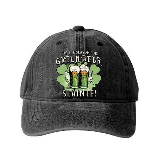 St Pat's Design This is the Season for Green Beer Washed Denim Baseball Caps