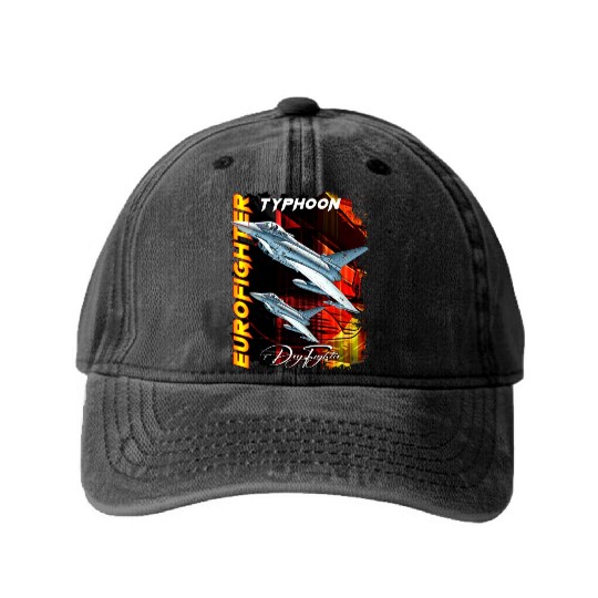 Eurofighter Typhoonn Multirole fighter Jet Washed Denim Baseball Caps