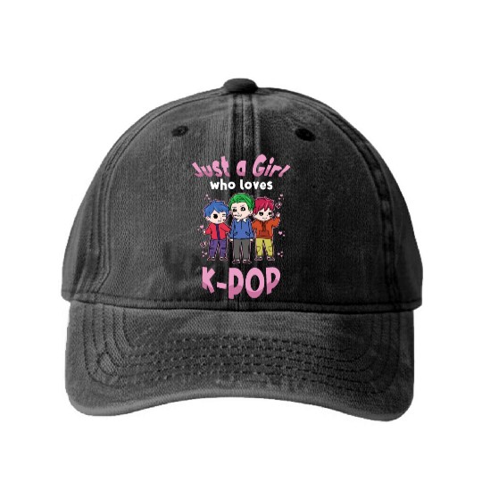 Girl Loves K-Pop K-Drama Korean Washed Denim Baseball Caps