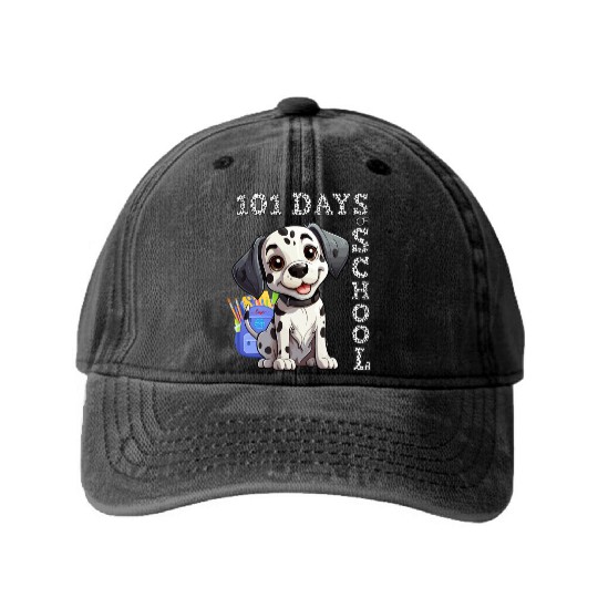 Dabbing Dog's 101 School Days: A Spotty Comedy! Washed Denim Baseball Caps