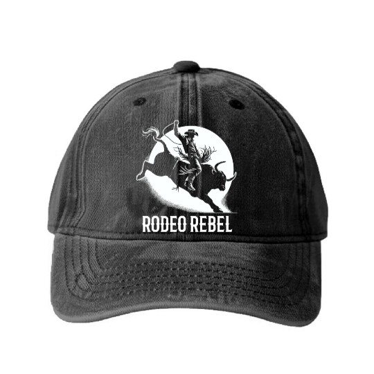 Rodeo Bull Riding Livestock Show Farmer Cattle Washed Denim Baseball Caps