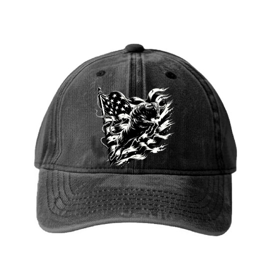 Rodeo Bull Riding Livestock Show Farmer Cattle Washed Denim Baseball Caps