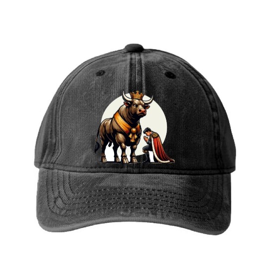 Rodeo Bull Riding Livestock Show Farmer Cattle Washed Denim Baseball Caps
