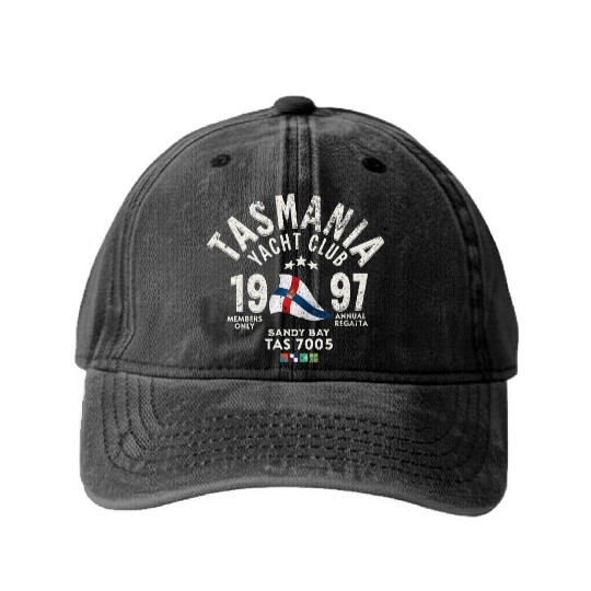 Tasmania Yacht Club Regatta Design Washed Denim Baseball Caps