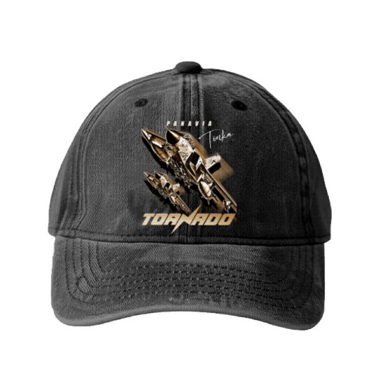 Panavia Tornado European Air Force Fighterjet Washed Denim Baseball Caps