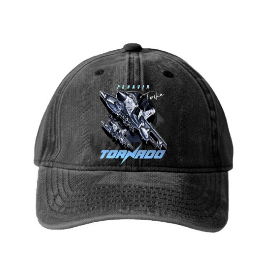 Panavia Tornado European Air Force Fighterjet Washed Denim Baseball Caps