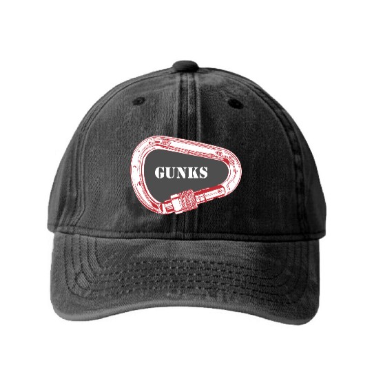 Gunks Rock Climbing Carabiner Washed Denim Baseball Caps