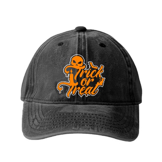 Trick Or Treat Washed Denim Baseball Caps