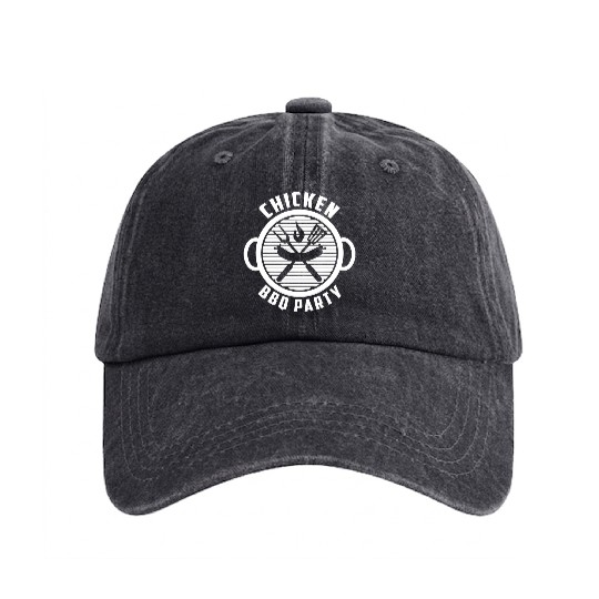 Chicken BBQ Party - BBQ Barbeque Washed Denim Baseball Caps