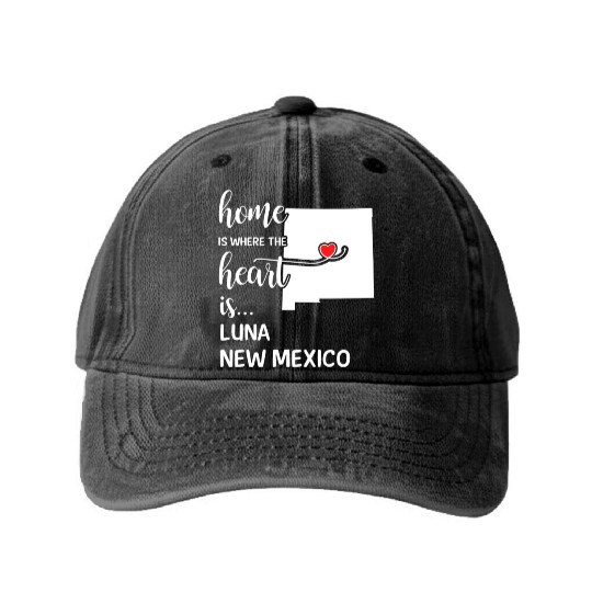 Luna County New Mexico Is Where My Heart Is Gift Washed Denim Baseball Caps