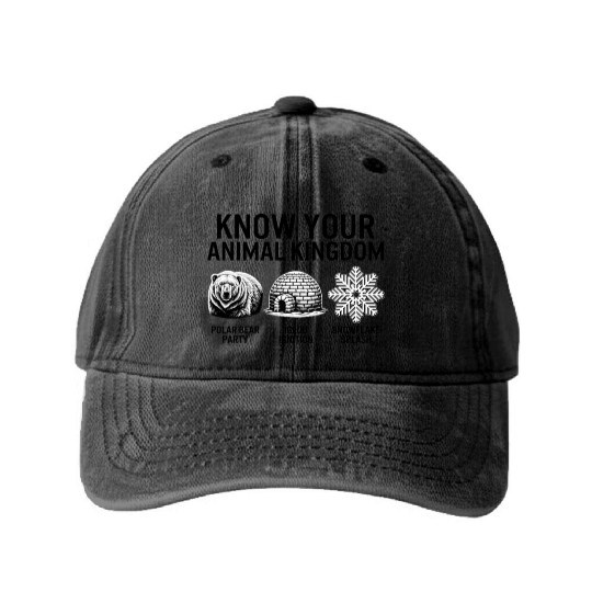 Winter Washed Denim Baseball Caps, Know Your Animal Kingdom Polar Bear