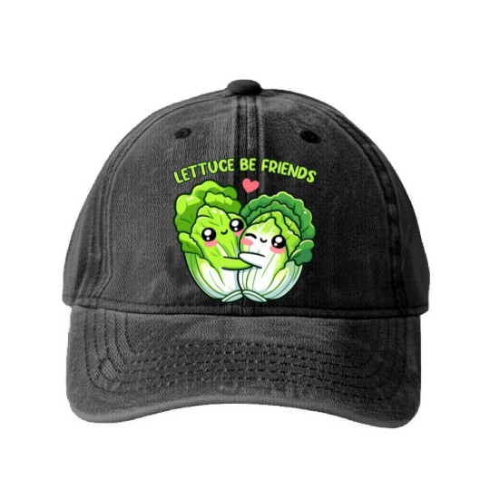Lettuce Be Friends | Vegan Food Washed Denim Baseball Caps