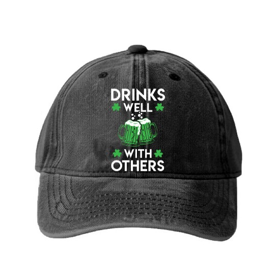 Green Beer St Patrick s Day Washed Denim Baseball Caps