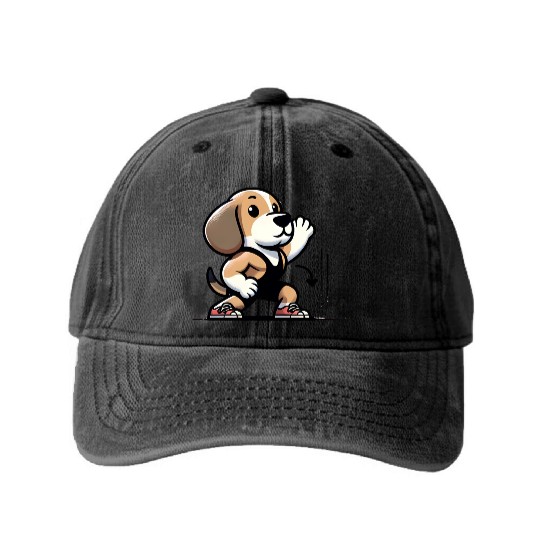 Beagle Buff: Hitting the Gym in Style Washed Denim Baseball Caps