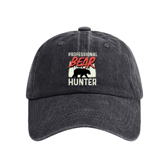 Professional Bear Hunter Hunter Gift Washed Denim Baseball Caps