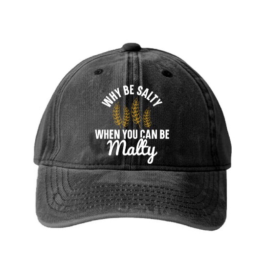 Salty or Malty Craft Beer Humor Washed Denim Baseball Caps