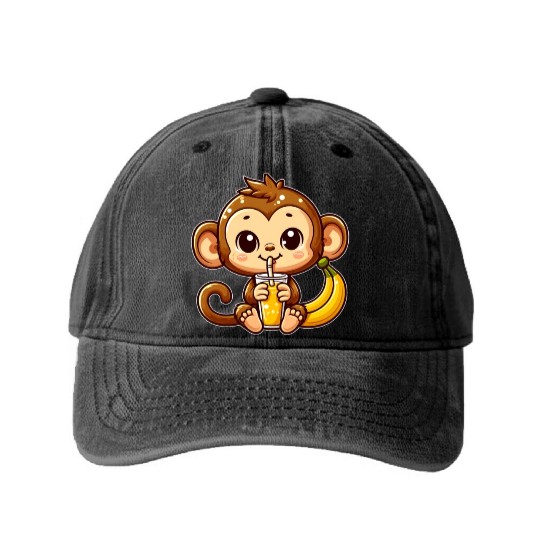 Monkey Business: Banana Juice Break Washed Denim Baseball Caps