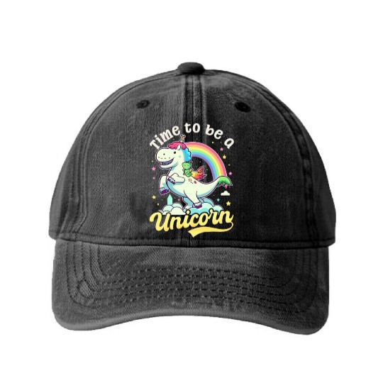 Unicorn Time To Be Unicorn Washed Denim Baseball Caps