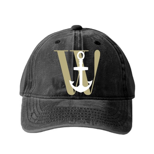 Wanchor W Anchor Essential,Hunter, pirate, ship Washed Denim Baseball Caps