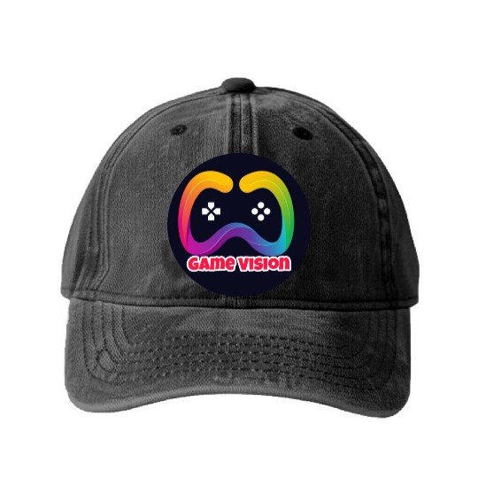 Game Vision Official YouTube Channel Logo Washed Denim Baseball Caps