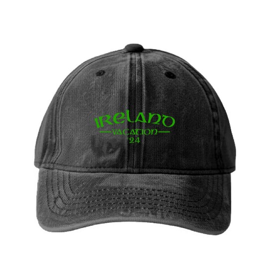 Ireland Vacation 2024 Irish Holiday Washed Denim Baseball Caps