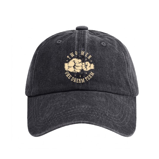 Father and son bump fists Washed Denim Baseball Caps