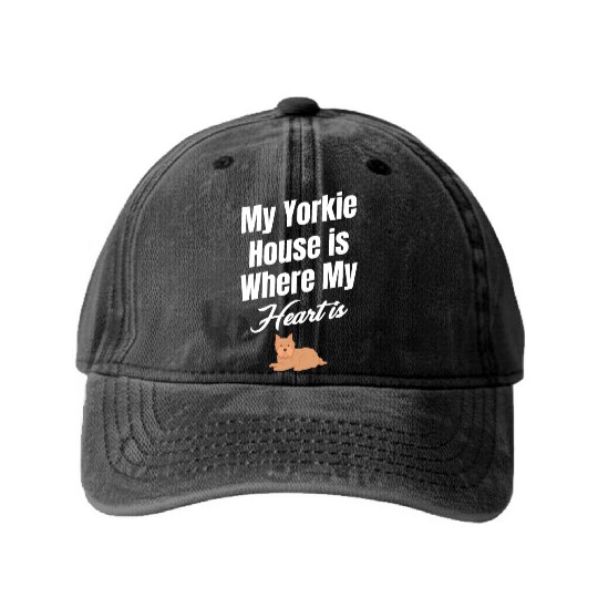 My Yorkie House Is Where My Heart Is Weimaraner Washed Denim Baseball Caps