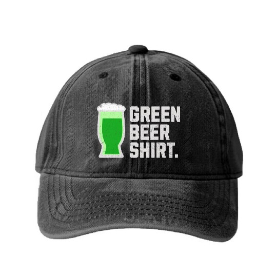 Green Beer Washed Denim Baseball Caps for St. Patrick's Day