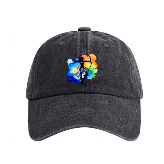 Color splash zodiac: Sagittarius Washed Denim Baseball Caps