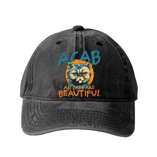 ACAB All Cats Are Beautiful Washed Denim Baseball Caps