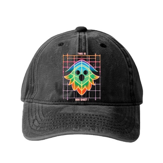 THIS IS BOO SHEET!, neon colors Washed Denim Baseball Caps