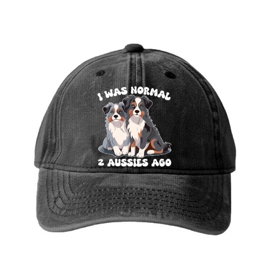 Australian Shepherd I Was Normal 2 Aussies Ago Washed Denim Baseball Caps