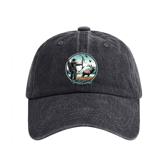 TactiCraft Elk Bow Hunter Washed Denim Baseball Caps