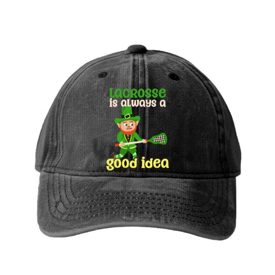 Lacrosse St. Patricks Day Lacrosse Good Idea Washed Denim Baseball Caps