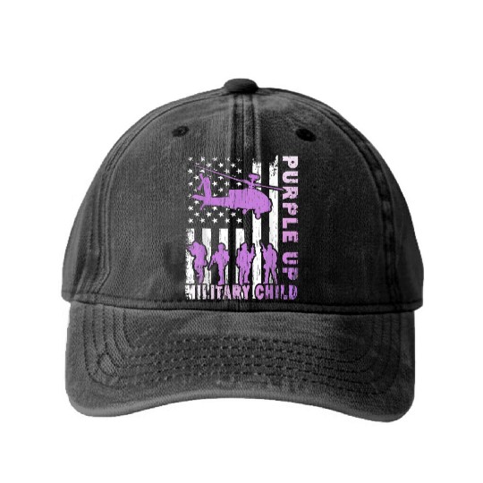 Purple Up For Military Kids Us Soldier Army And Washed Denim Baseball Caps